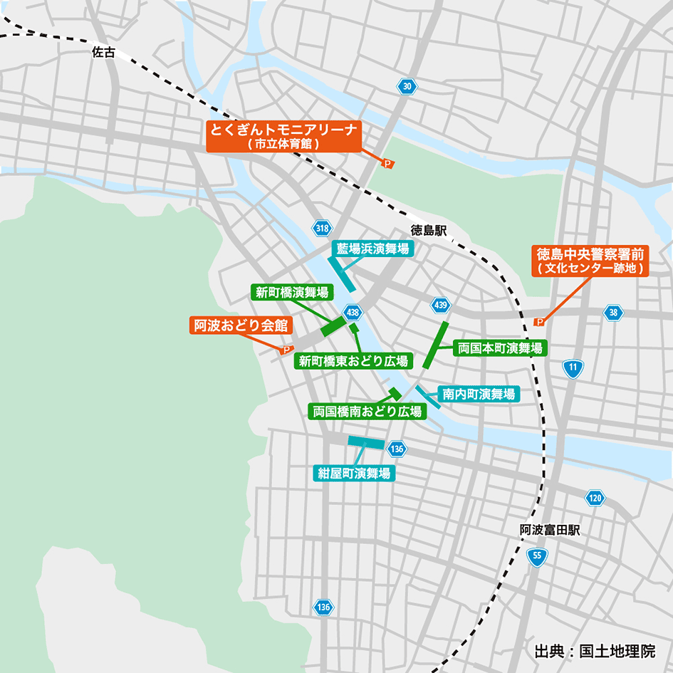 2026阿波おどりの駐車場マップ